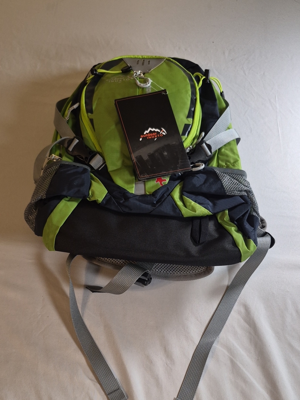 Unbranded Men's Green and Black Hiking Backpack with Multiple Compartments